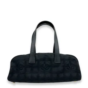 Travel Line Boston Black Top Handle Bag in Canvas, Gold hardware