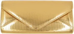 TrendsBlue Elegant Large PU Leather Textured Shine Envelope Flap Clutch Evening Bag Handbag