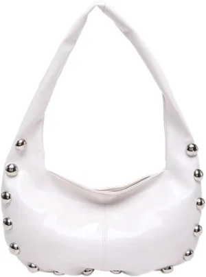 Trendy Studded Shoulder Bag For Women Vegan Leather Underarm Purse Y2K Womens Crescent Handbag Designer Punk Purse 2025