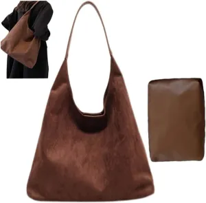 Trendy Suede Crescent Shoulder Bag Women Tote Bag Satchels Crossbody Purse Top-handle Travel College Work Tote Handbag