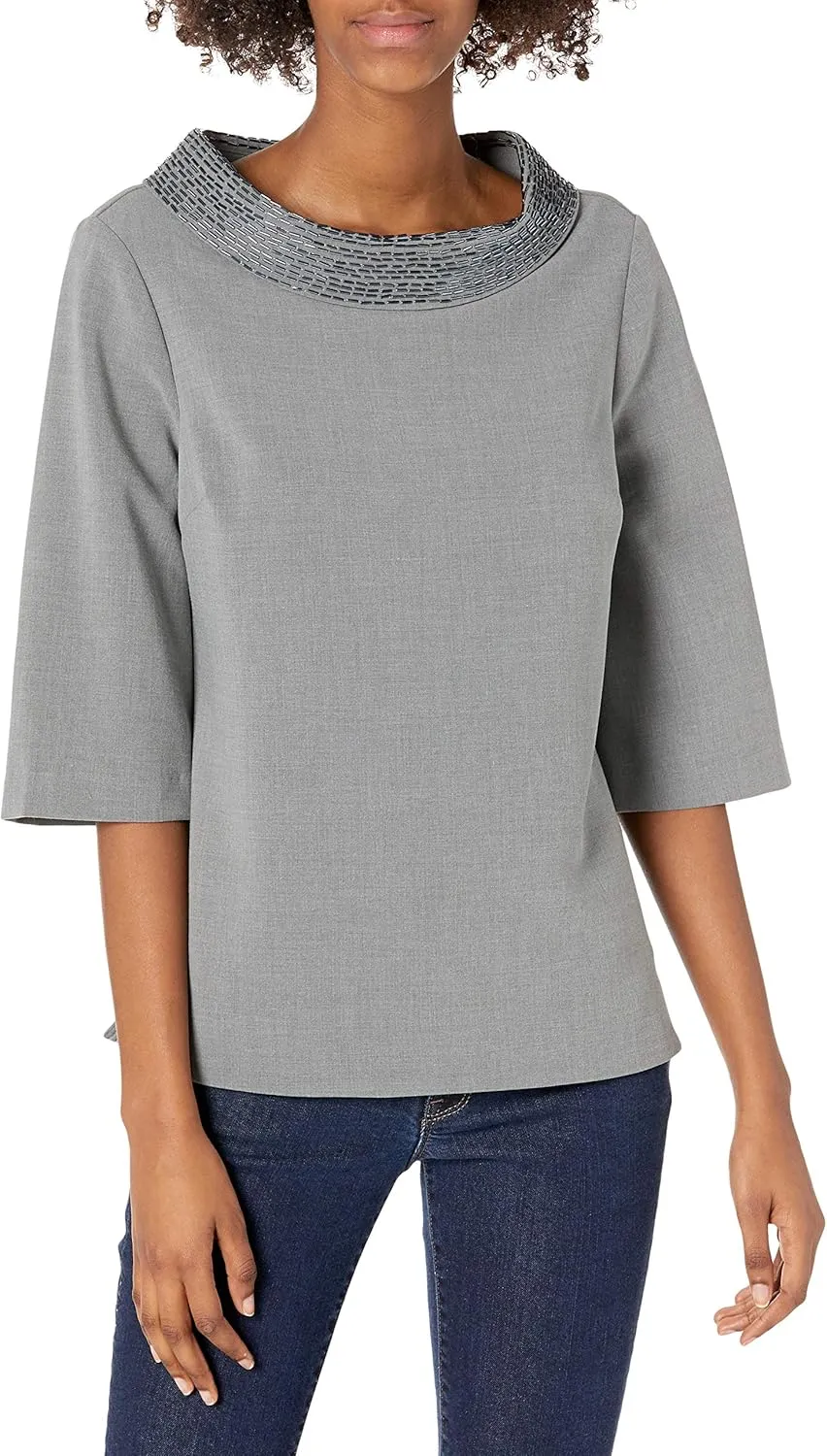 Trina Turk Women's Embellished Roll Neck Top