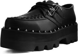 T.U.K. Shoes A9469 Unisex-Adult Platforms, Black Faux Leather Dino Lug Sole Creeper
