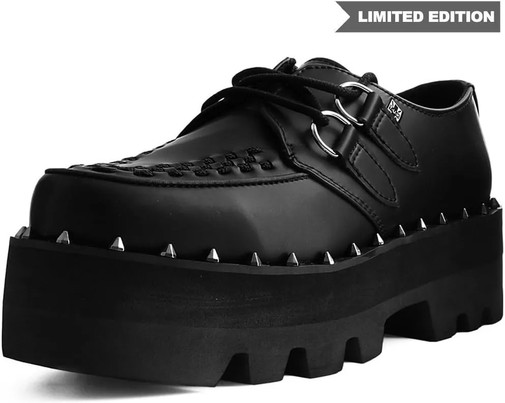 T.U.K. Shoes A9469 Unisex-Adult Platforms, Black Faux Leather Dino Lug Sole Creeper
