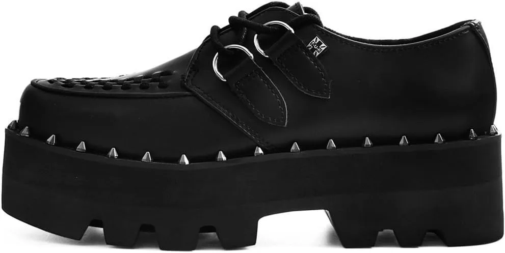 T.U.K. Shoes A9469 Unisex-Adult Platforms, Black Faux Leather Dino Lug Sole Creeper