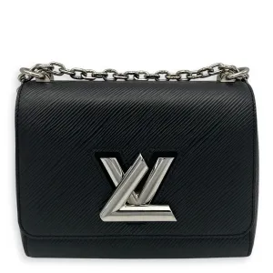 Twist PM Black Shoulder Bag in Epi Leather, Silver hardware