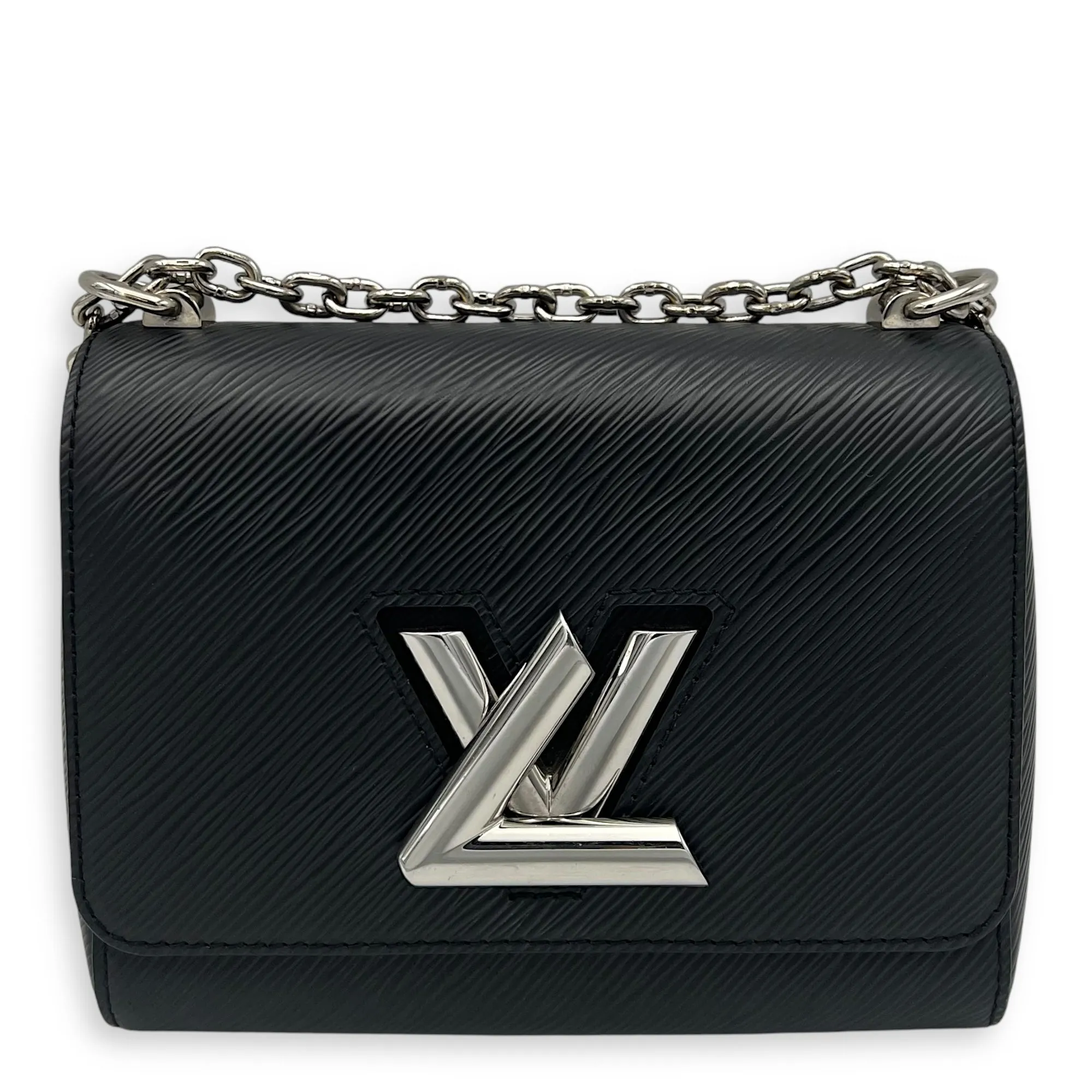 Twist PM Black Shoulder Bag in Epi Leather, Silver hardware