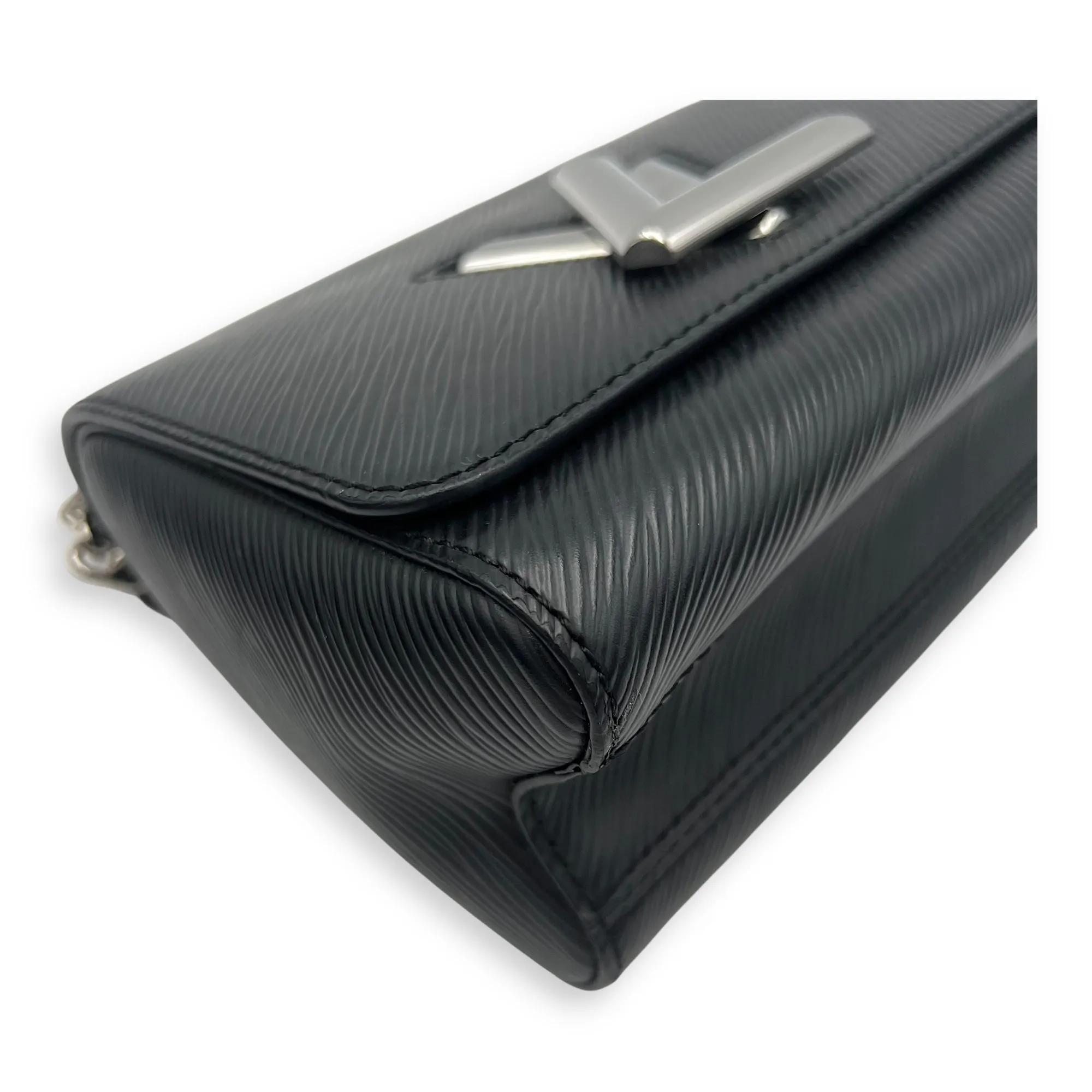Twist PM Black Shoulder Bag in Epi Leather, Silver hardware