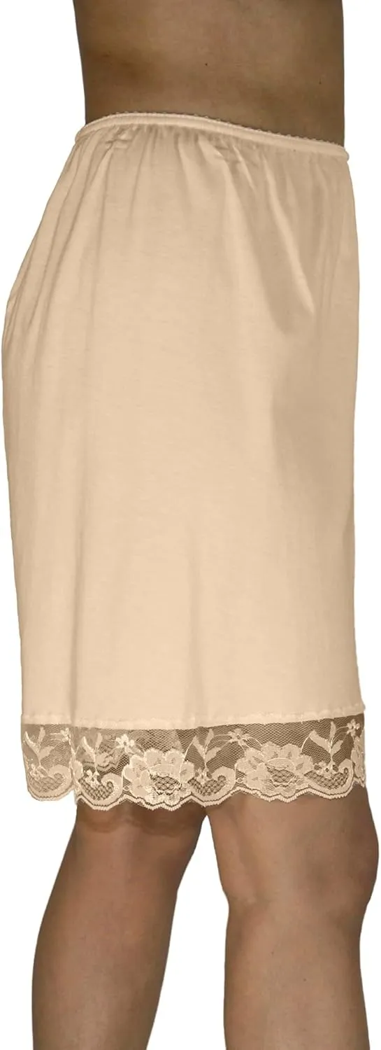 Underworks Pettipants Cotton Knit Culotte Slip Bloomers Split Skirt 9-inch Inseam