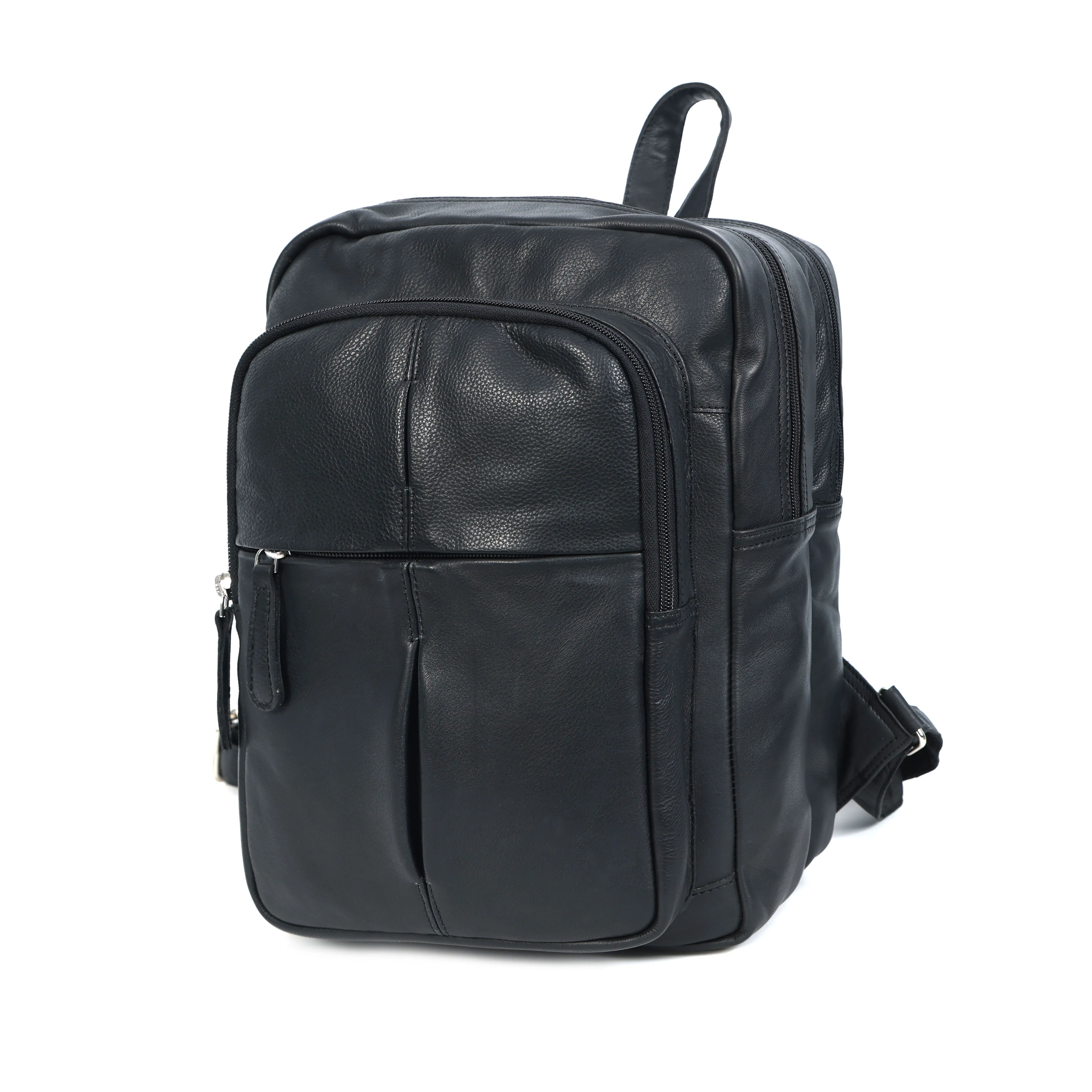 Unisex Black Genuine Leather Backpack – Sleek, Durable & Timeless.BG-1630