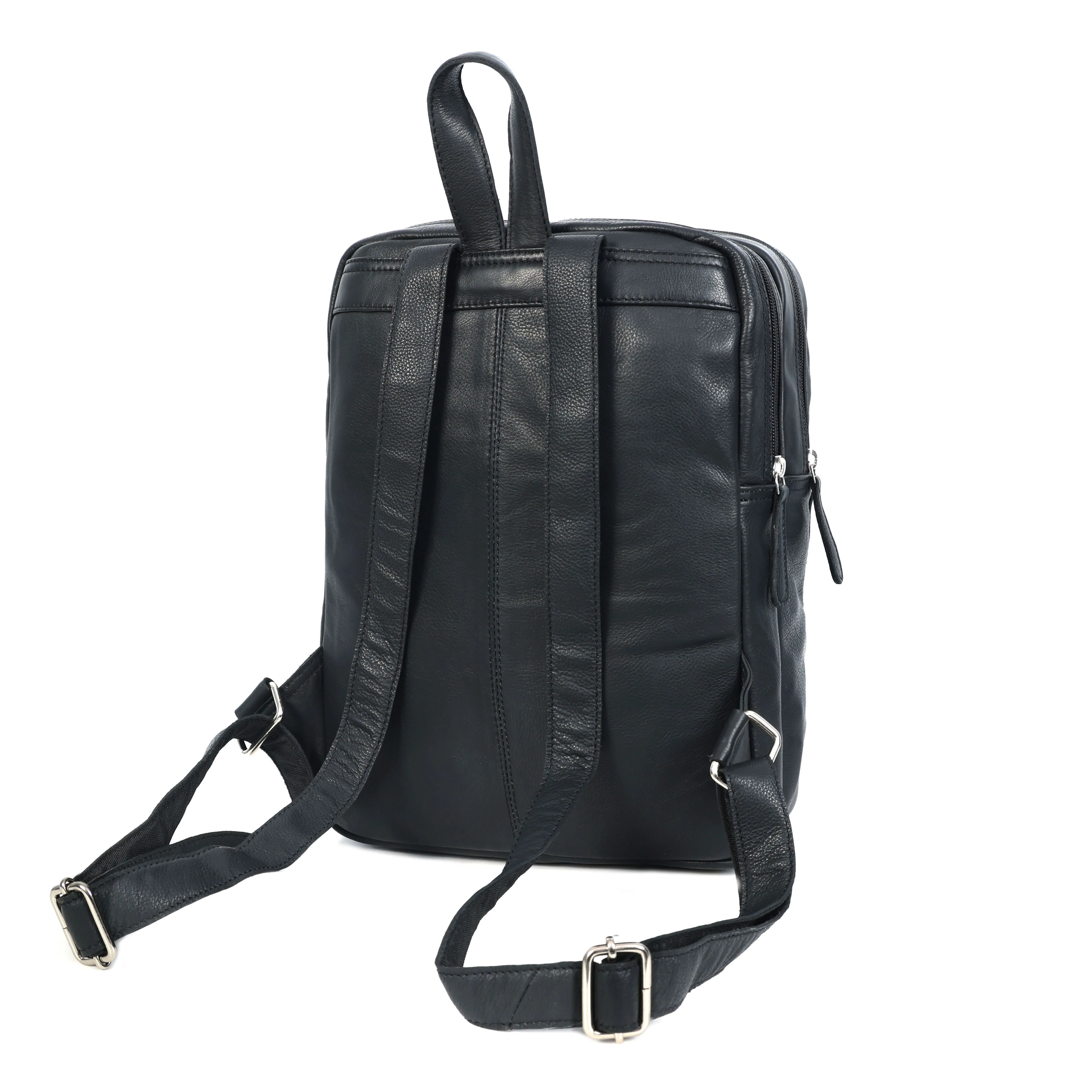 Unisex Black Genuine Leather Backpack – Sleek, Durable & Timeless.BG-1630