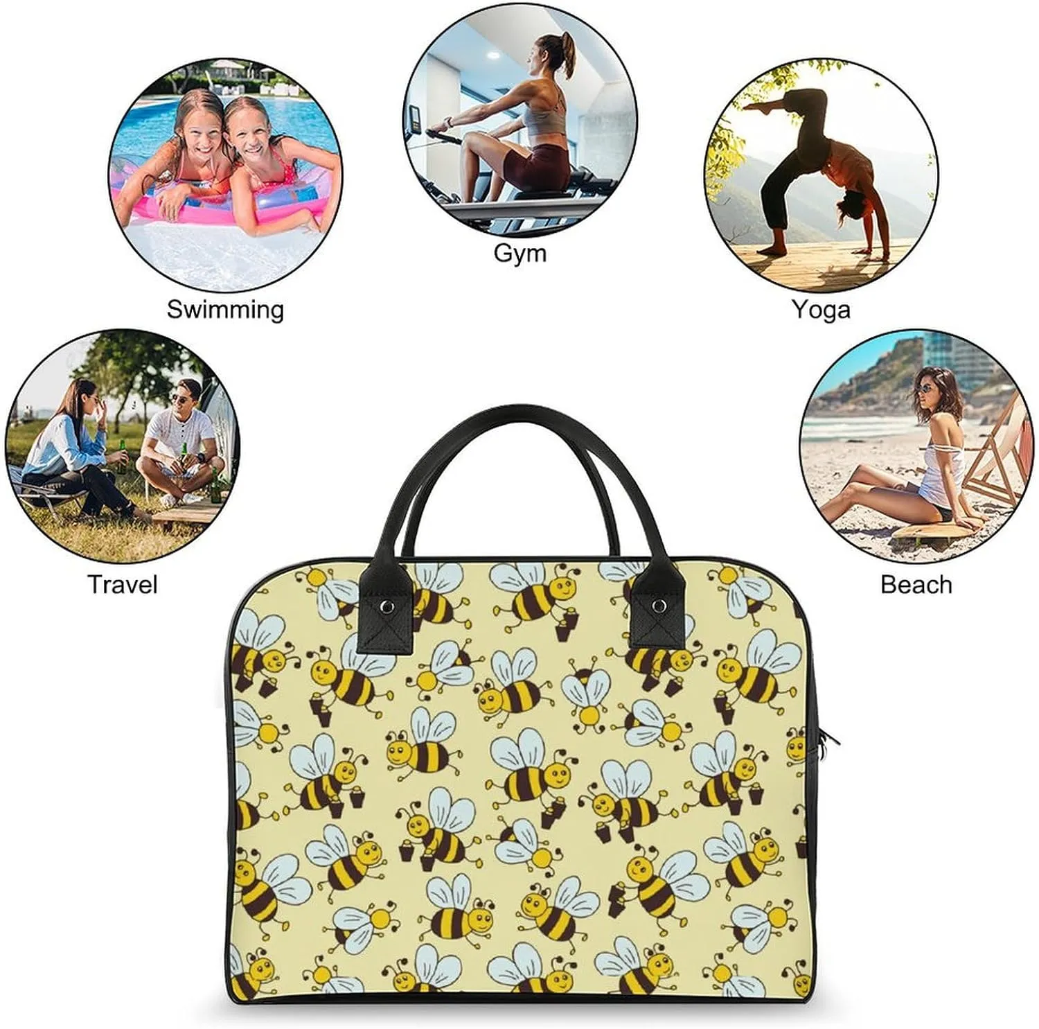Unisex Casual Nylon Cute Panda Elegant Handbag for Traveling 13" X 19" X 8"