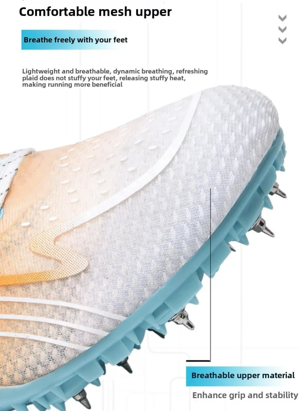 Unisex Track & Field Spikes Shoes with 8 Removable Nails - High-Performance Breathable Mesh Sprint & Jumping Athletic Shoes for Men, Women, Boys, Girls