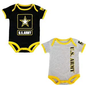 U.S. Army 2pk Baby Boys Army Bodysuits Black Gray (3-6 Months)