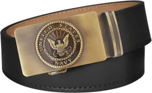 U.S. Navy Black Full Grain Leather Slide Belt