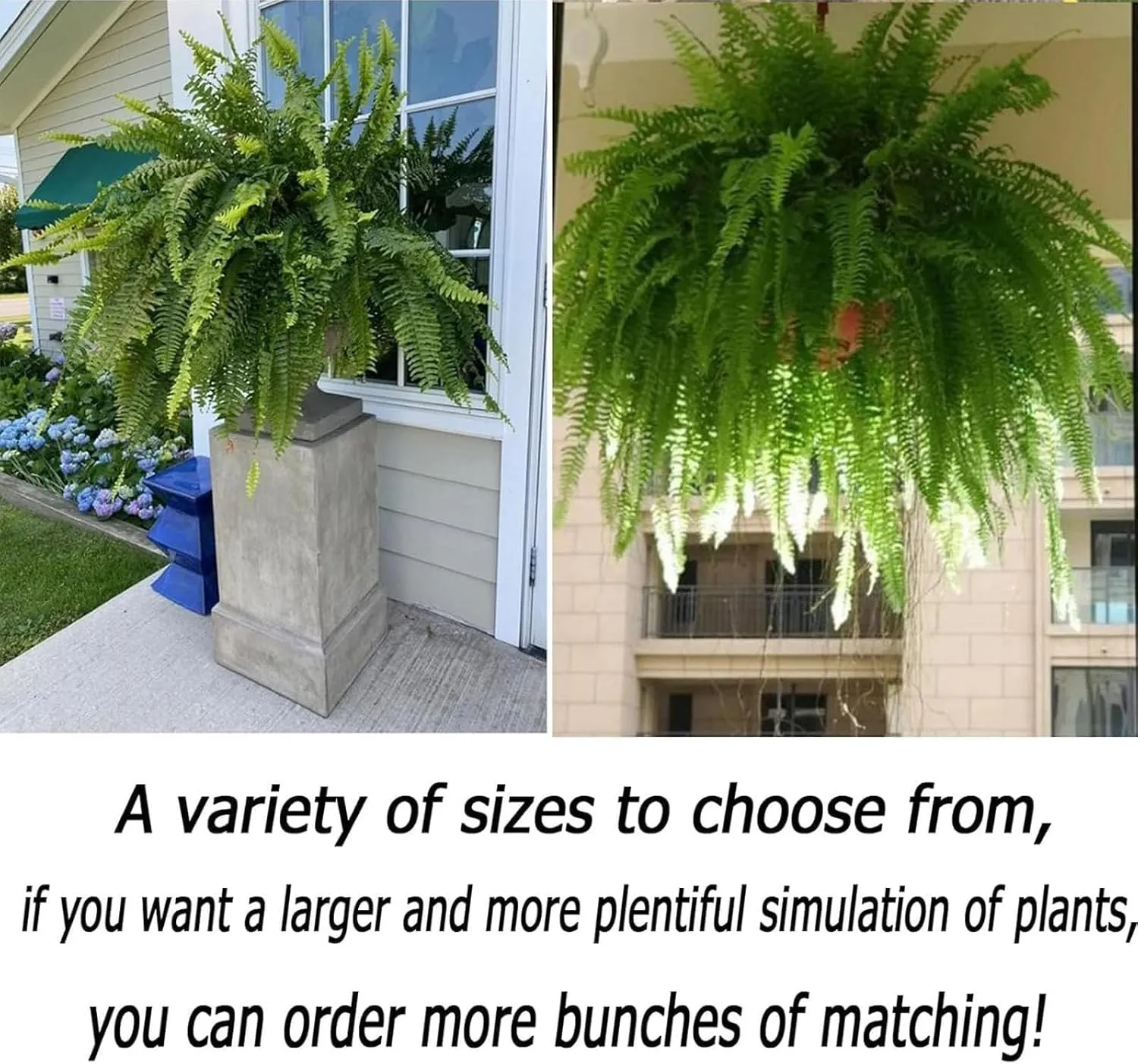UV Resistant Lifelike Artificial Boston Fern, 2025 New 28/38/60/88 Branches Artificial Ferns, Artificials Ferns for Outdoors Large, Fake Fern for Planters, Office & Home Decor (1, Spring-60-Leaf)