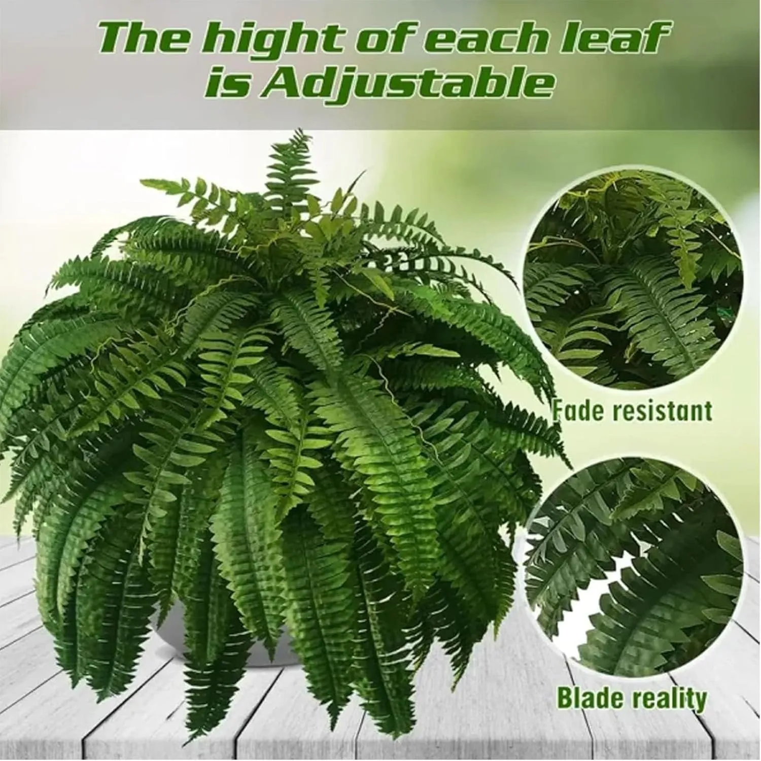 UV Resistant Lifelike Artificial Boston Fern, 2025 New 28/38/60/88 Branches Artificial Ferns, Artificials Ferns for Outdoors Large, Fake Fern for Planters, Office & Home Decor (1, Spring-60-Leaf)