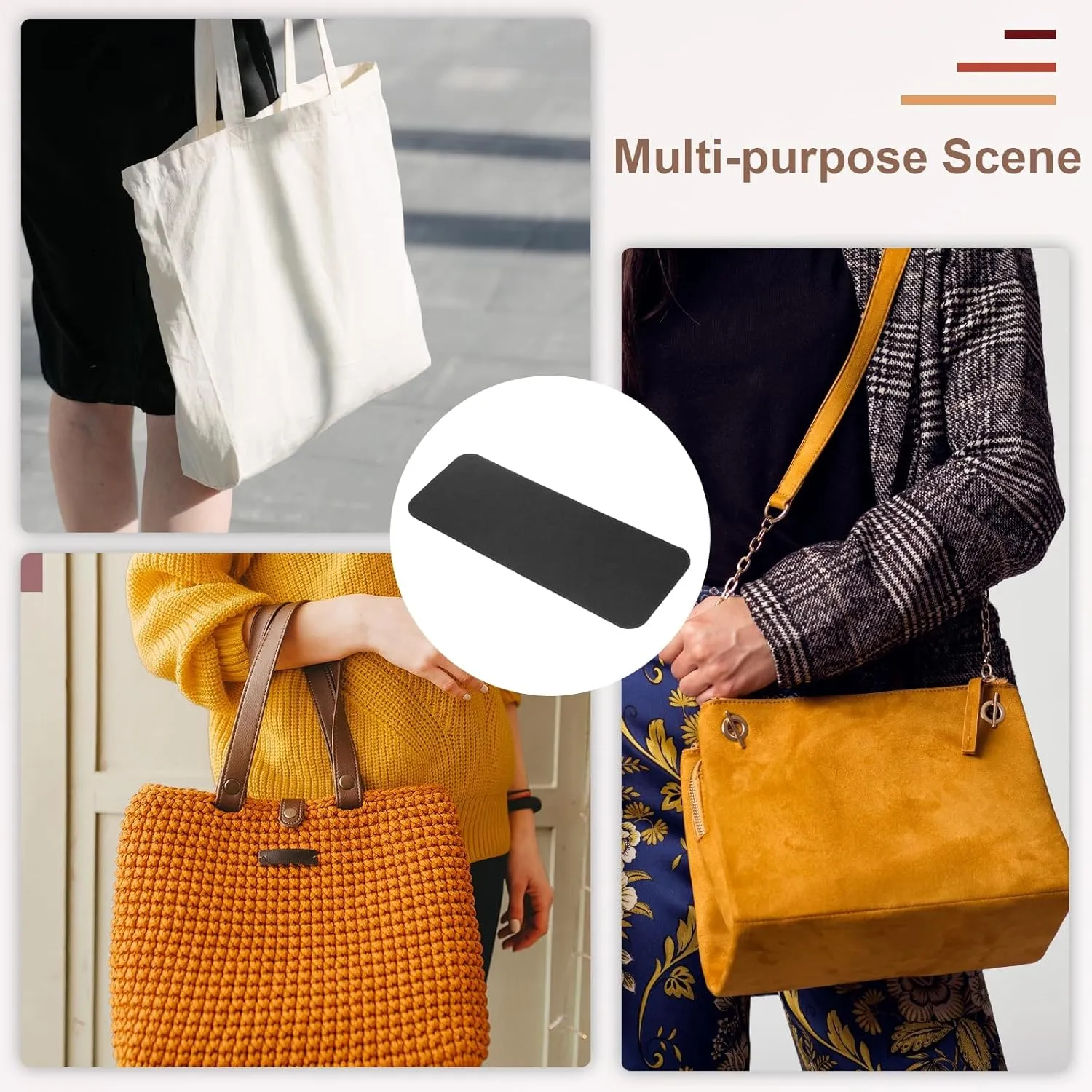 uxcell 2Pcs Felt Base Shaper, 13.8x5 Inch Rectangle Bag Bottom Shaper Pad Bag Cushion Base Purse Liner Board Insert Arc Corner for Handbags Tote Crossbody Bag Backpack, Black