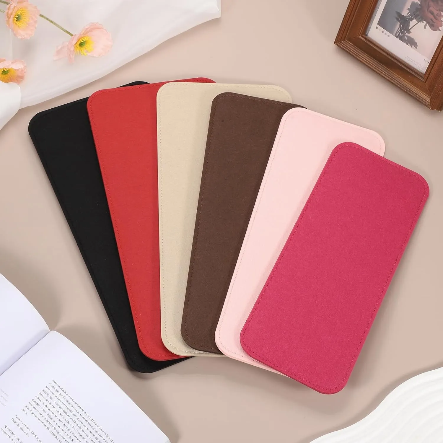 uxcell 2Pcs Felt Base Shaper, 13.8x5 Inch Rectangle Bag Bottom Shaper Pad Bag Cushion Base Purse Liner Board Insert Arc Corner for Handbags Tote Crossbody Bag Backpack, Black