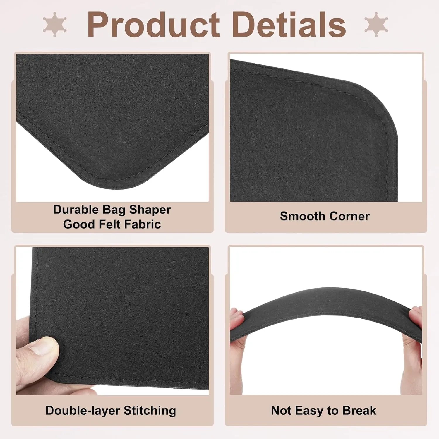 uxcell 2Pcs Felt Base Shaper, 13.8x5 Inch Rectangle Bag Bottom Shaper Pad Bag Cushion Base Purse Liner Board Insert Arc Corner for Handbags Tote Crossbody Bag Backpack, Black