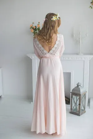 V back Lace Trimmed Blush Bridal Robe from my Paris Inspirations Collection