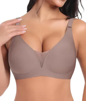 V Neck Bras for Women No Underwire Comfort Wireless Seamless Bra Comfortable Tshirt Bralettes with Support