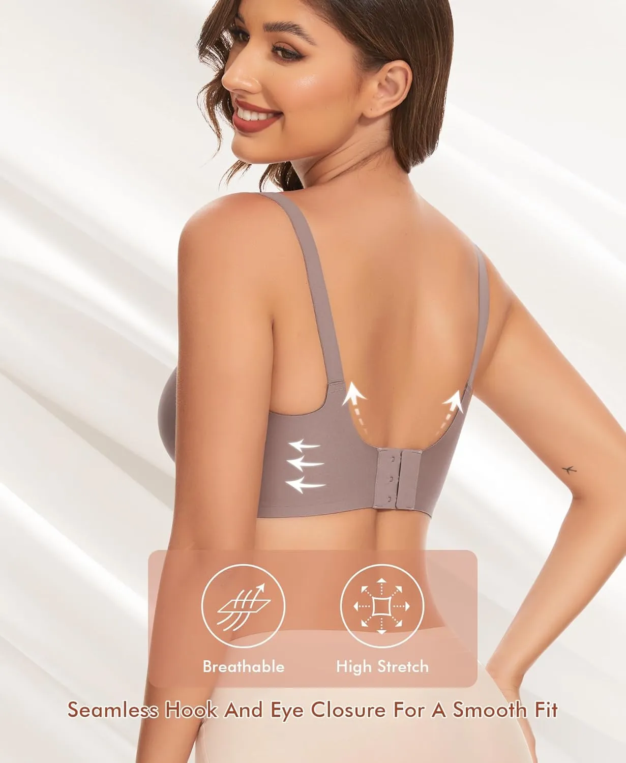 V Neck Bras for Women No Underwire Comfort Wireless Seamless Bra Comfortable Tshirt Bralettes with Support