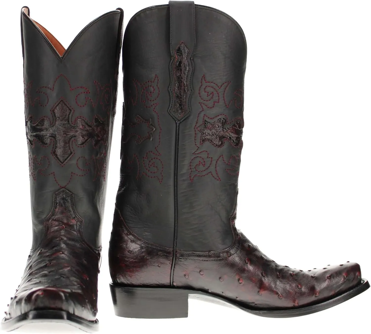 Vaccari Men's Henry Genuine Full Quill Ostrich Leather Western Cowboy Boots