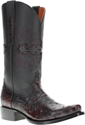 Vaccari Men's Henry Genuine Full Quill Ostrich Leather Western Cowboy Boots