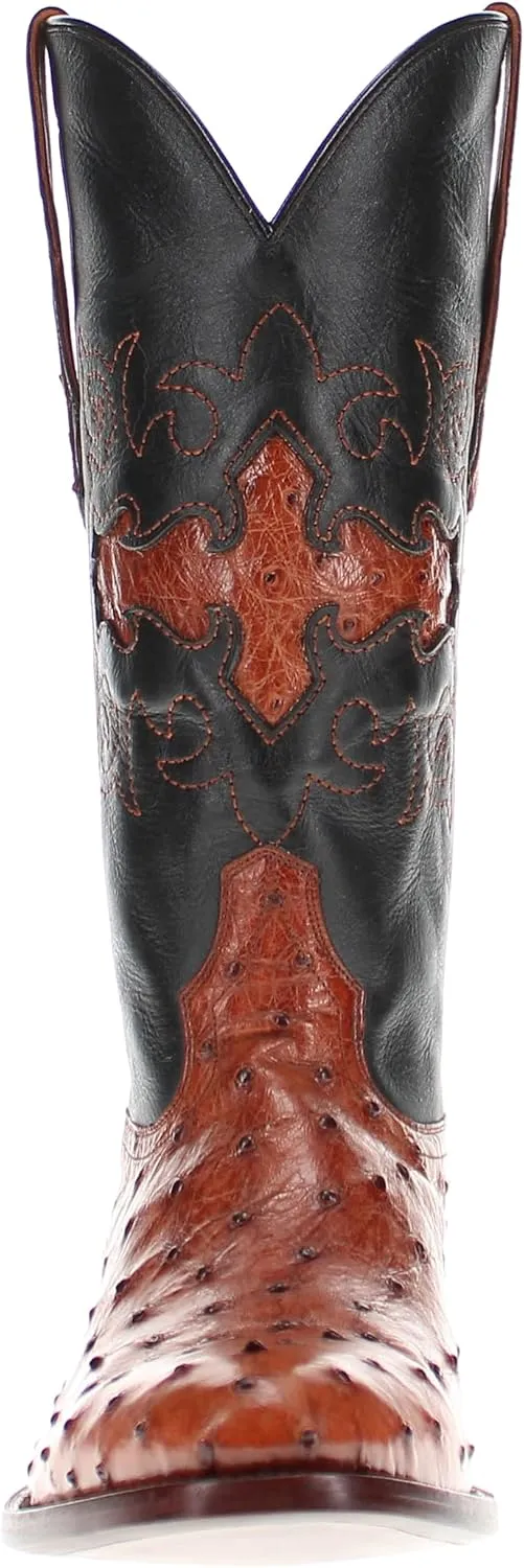 Vaccari Men's Henry Genuine Full Quill Ostrich Leather Western Cowboy Boots