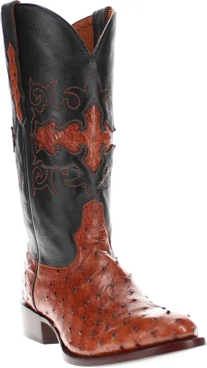 Vaccari Men's Henry Genuine Full Quill Ostrich Leather Western Cowboy Boots