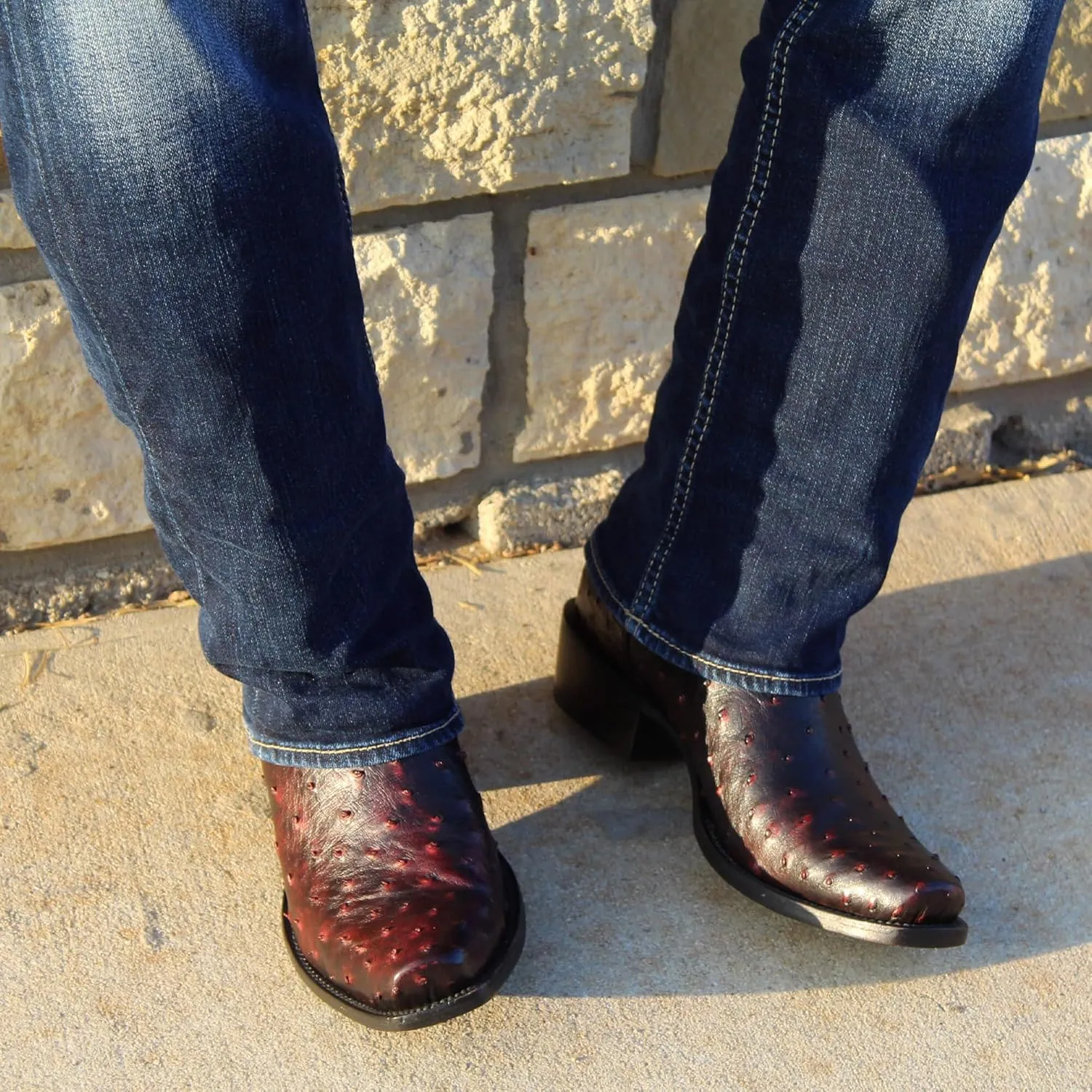 Vaccari Men's Henry Genuine Full Quill Ostrich Leather Western Cowboy Boots