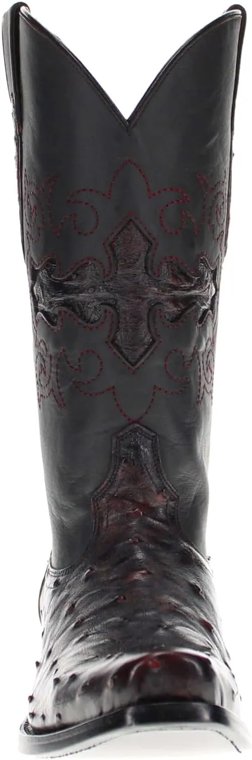 Vaccari Men's Henry Genuine Full Quill Ostrich Leather Western Cowboy Boots