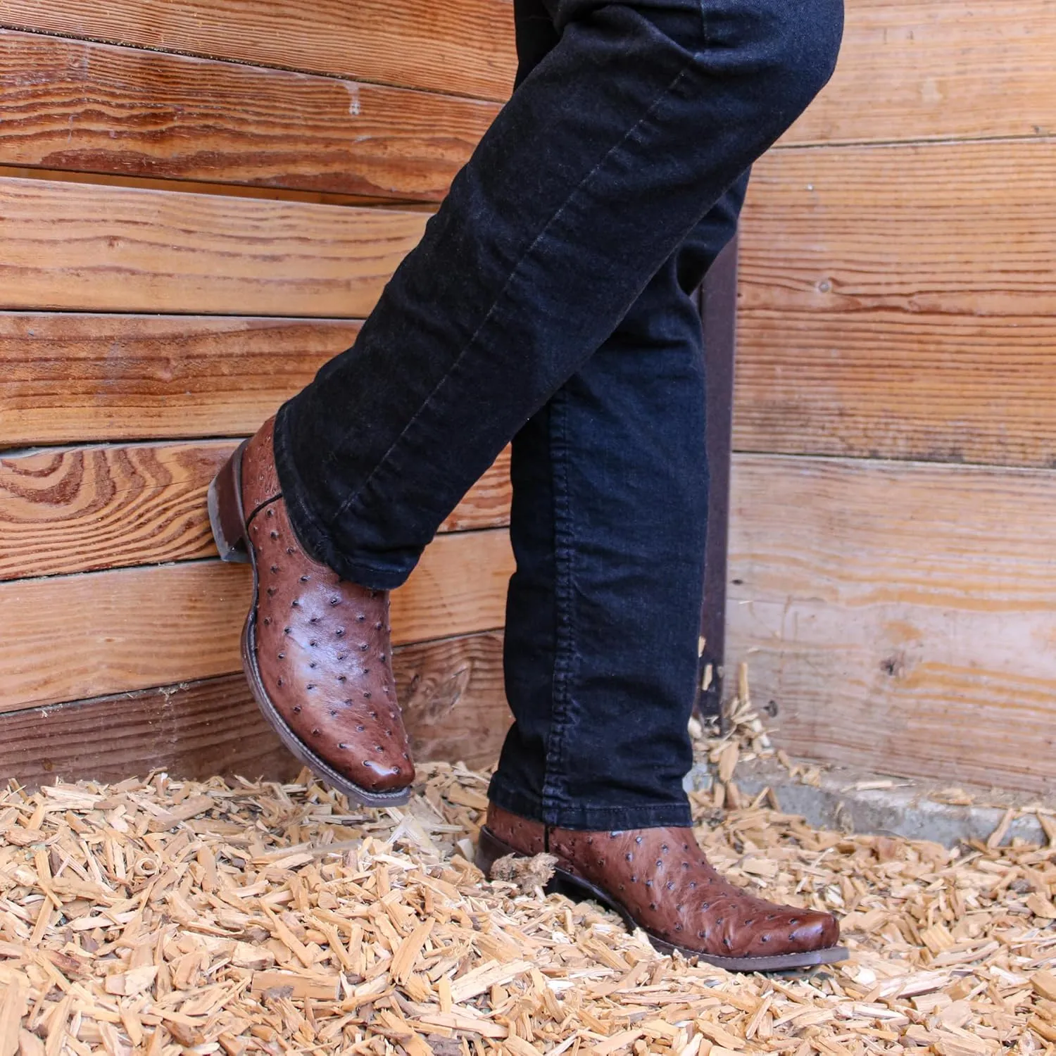 Vaccari Men's Henry Genuine Full Quill Ostrich Leather Western Cowboy Boots