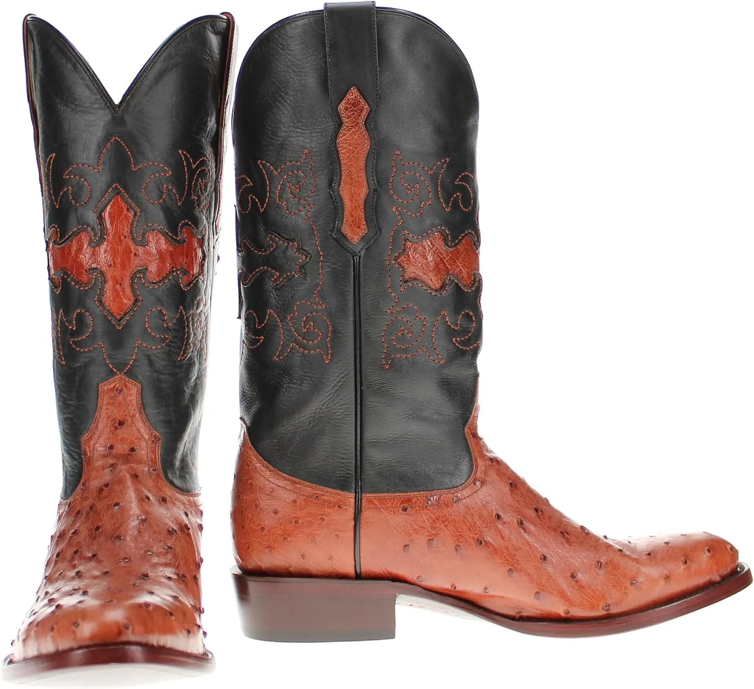 Vaccari Men's Henry Genuine Full Quill Ostrich Leather Western Cowboy Boots