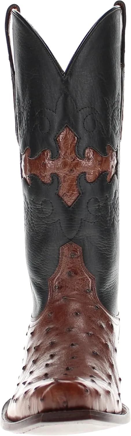 Vaccari Men's Henry Genuine Full Quill Ostrich Leather Western Cowboy Boots