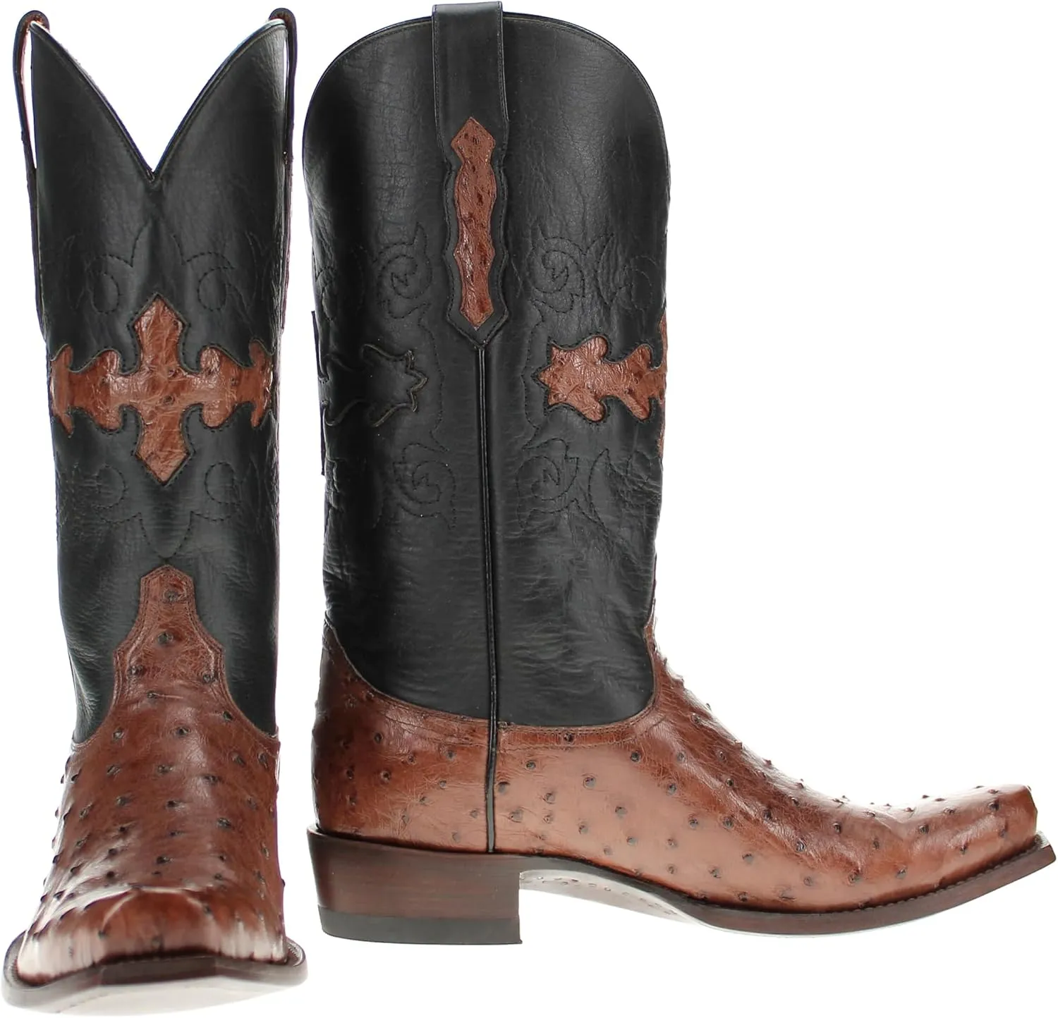 Vaccari Men's Henry Genuine Full Quill Ostrich Leather Western Cowboy Boots