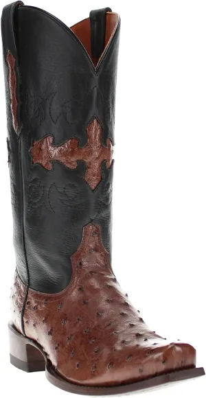 Vaccari Men's Henry Genuine Full Quill Ostrich Leather Western Cowboy Boots