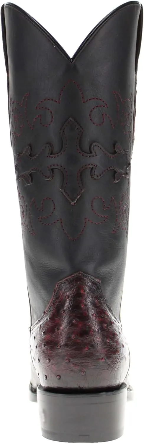 Vaccari Men's Henry Genuine Full Quill Ostrich Leather Western Cowboy Boots