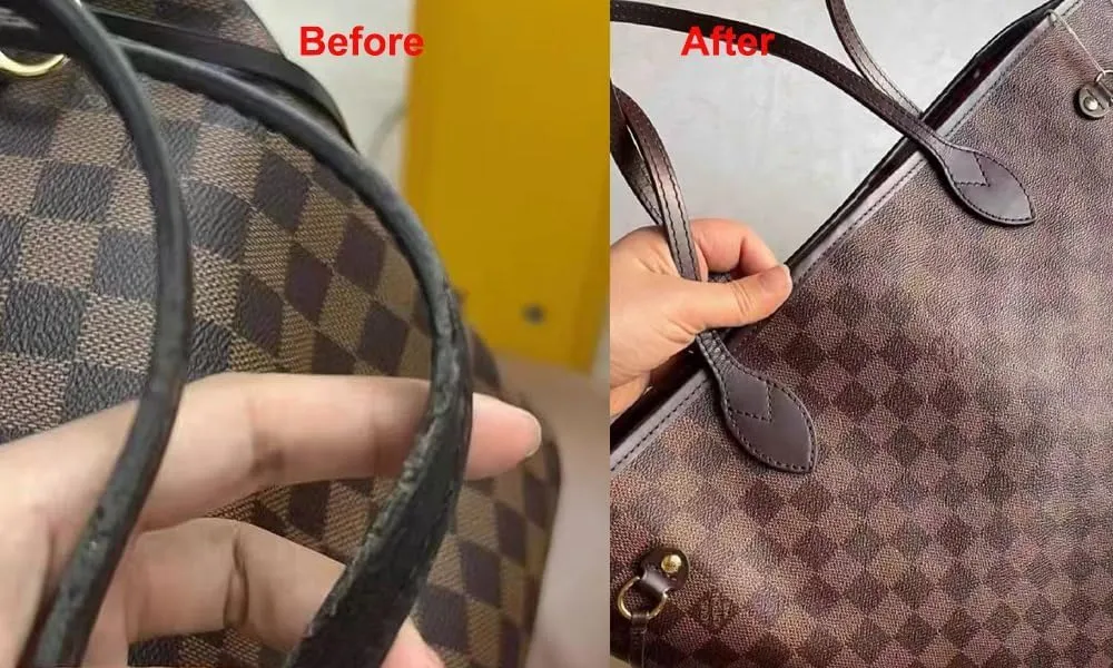 Vachetta Leather Replacement Straps Handles Fit for Neverfull PM & MM Tote Bags (Coffee)