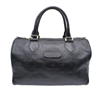 Valentino Garavani Black Embossed Leather Boston Bag Vintage
