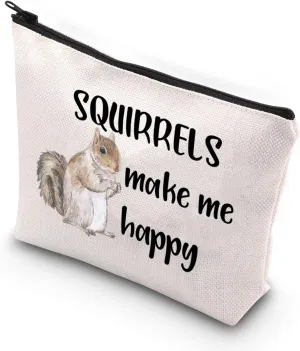 VAMSII Squirrel Makeup Bag Squirrels Make Me Happy Travel Bag Funny Squirrel Gifts for Squirrel Lovers Squirrel Zipper Bag