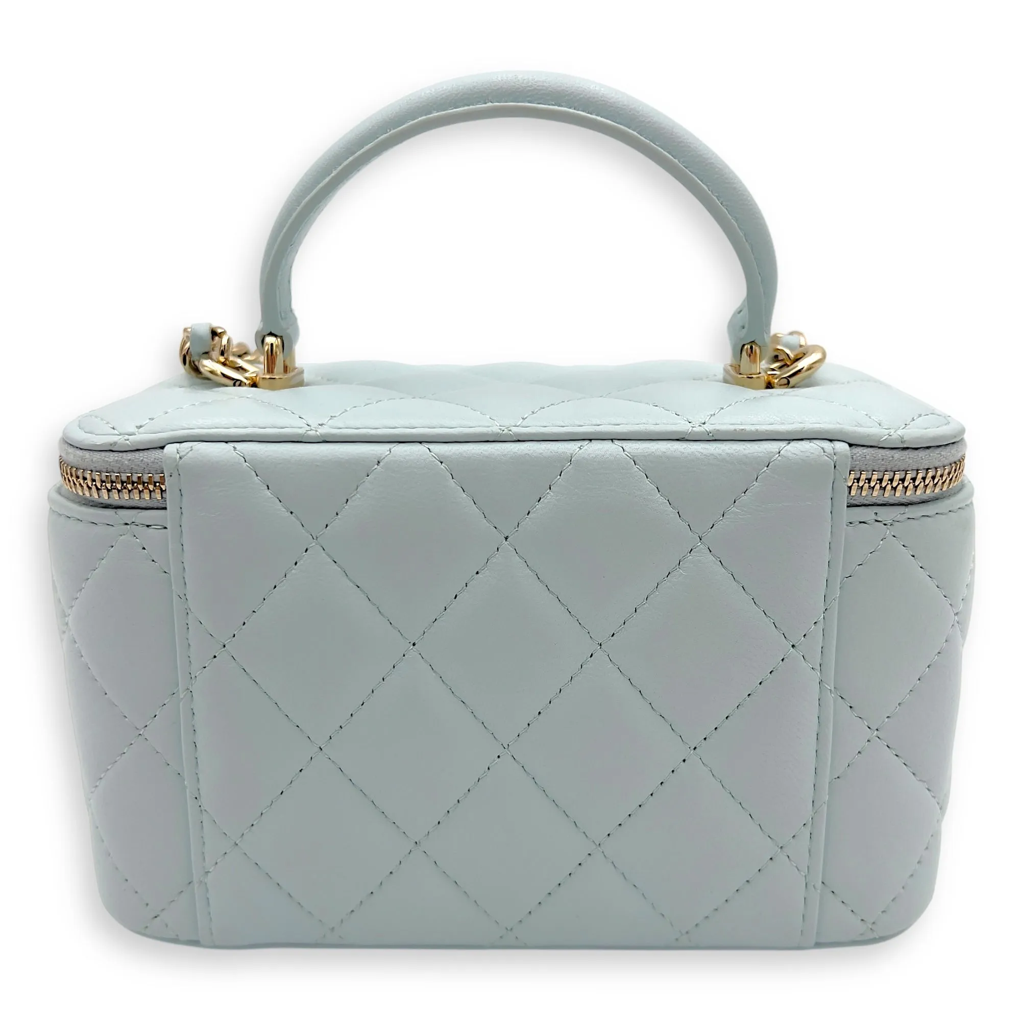 Vanity Crossbody Bag Blue in Lambskin, Gold hardware