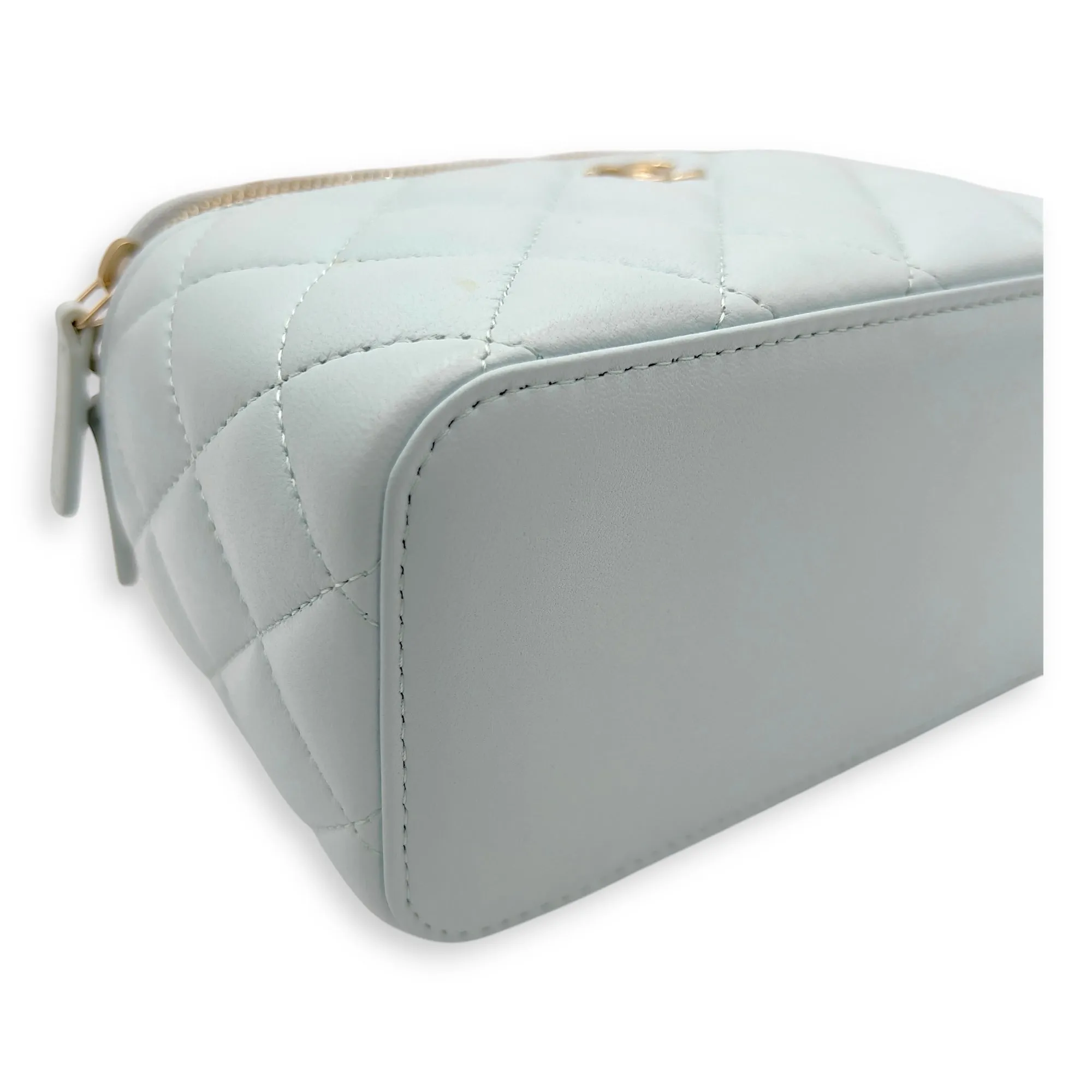 Vanity Crossbody Bag Blue in Lambskin, Gold hardware