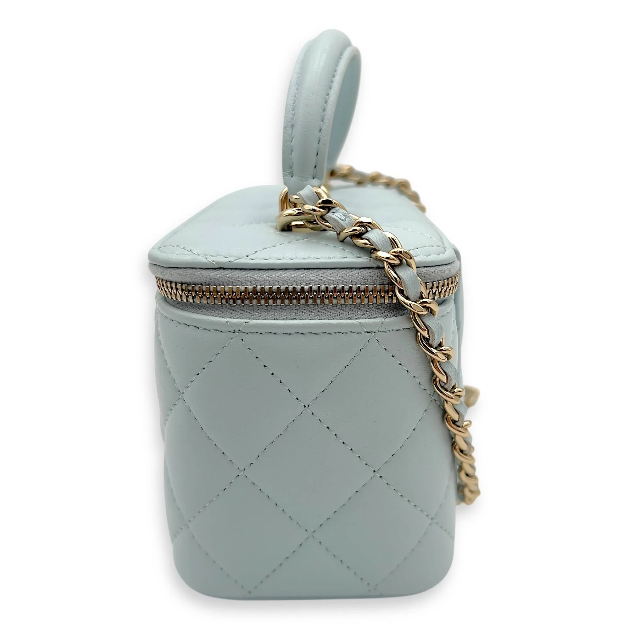 Vanity Crossbody Bag Blue in Lambskin, Gold hardware