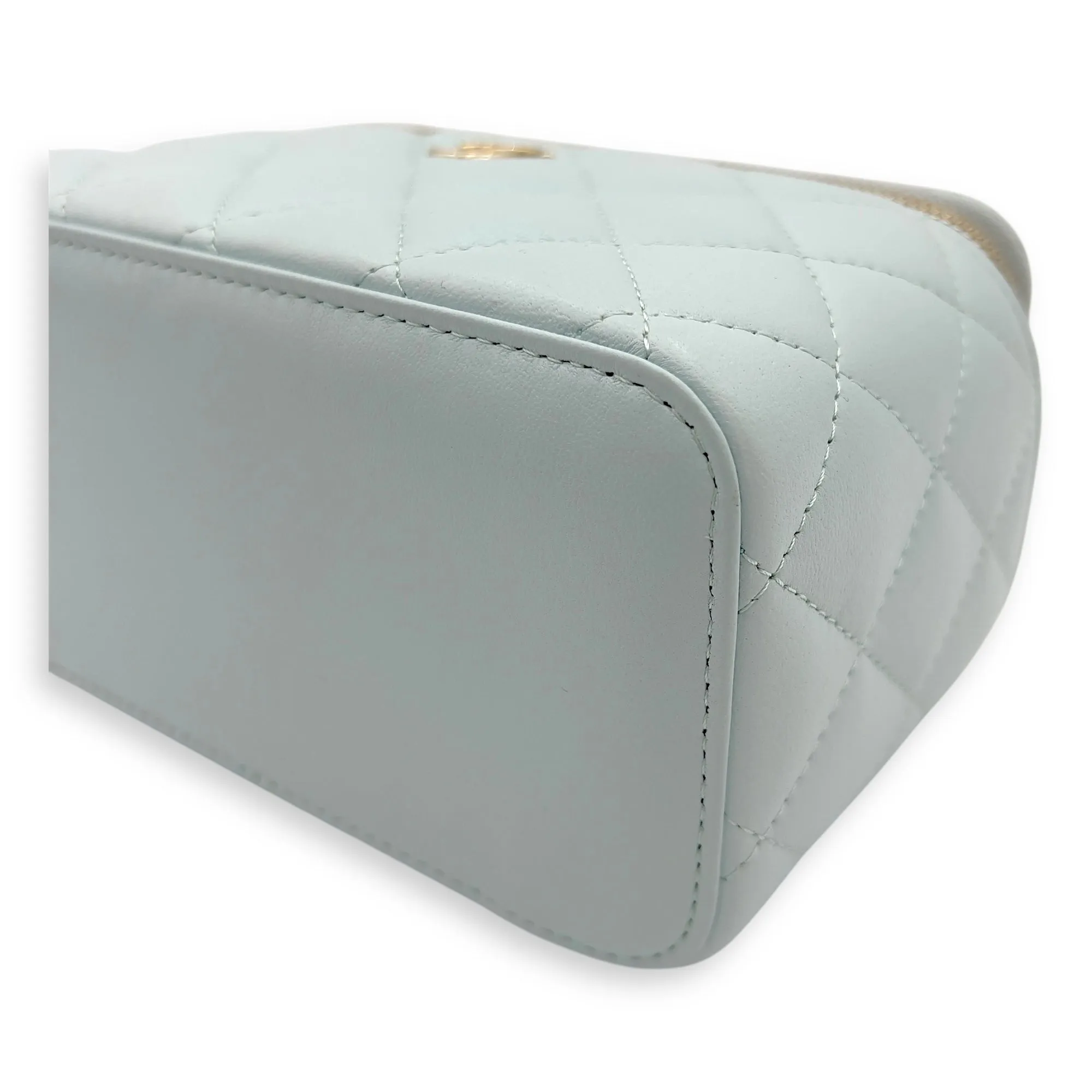 Vanity Crossbody Bag Blue in Lambskin, Gold hardware