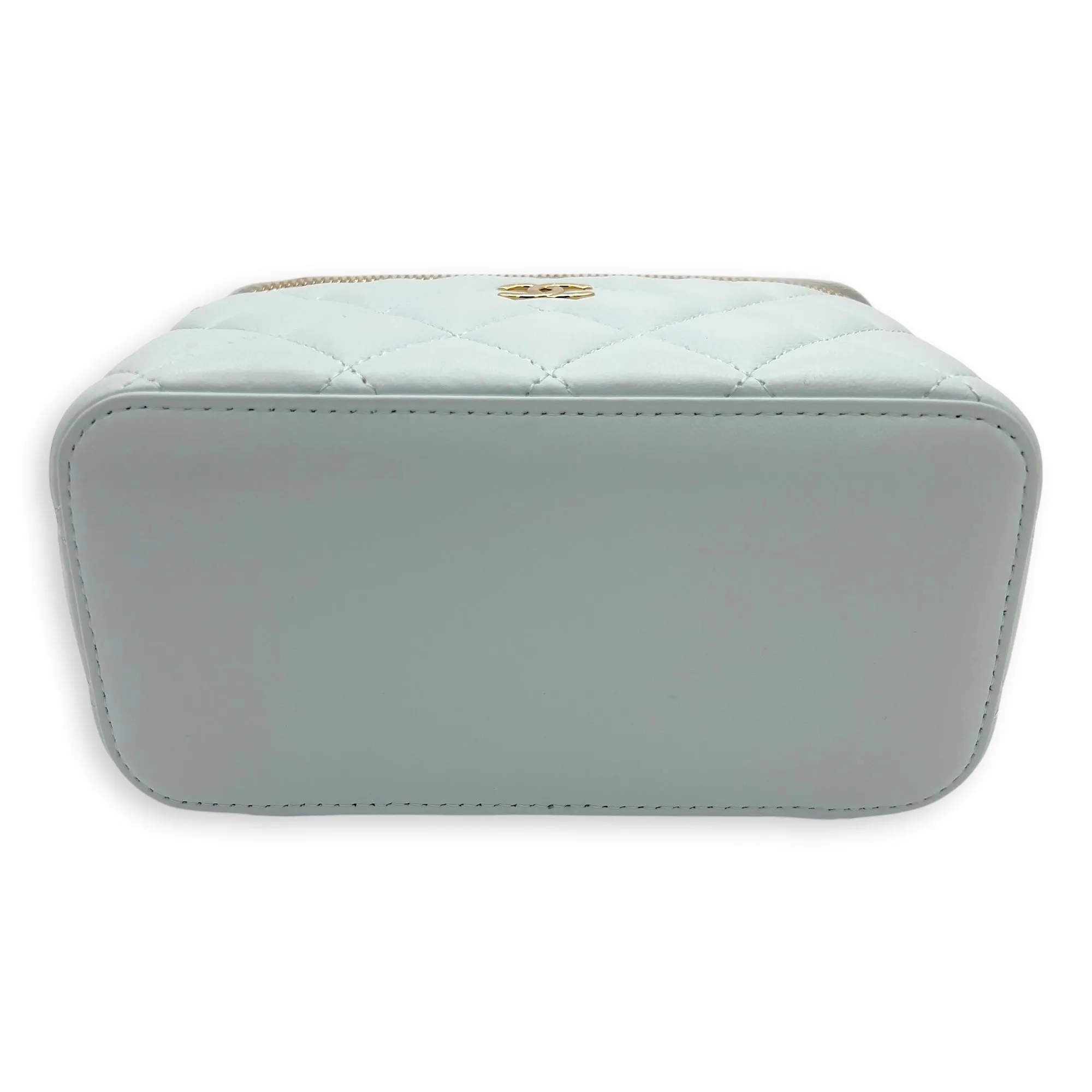 Vanity Crossbody Bag Blue in Lambskin, Gold hardware