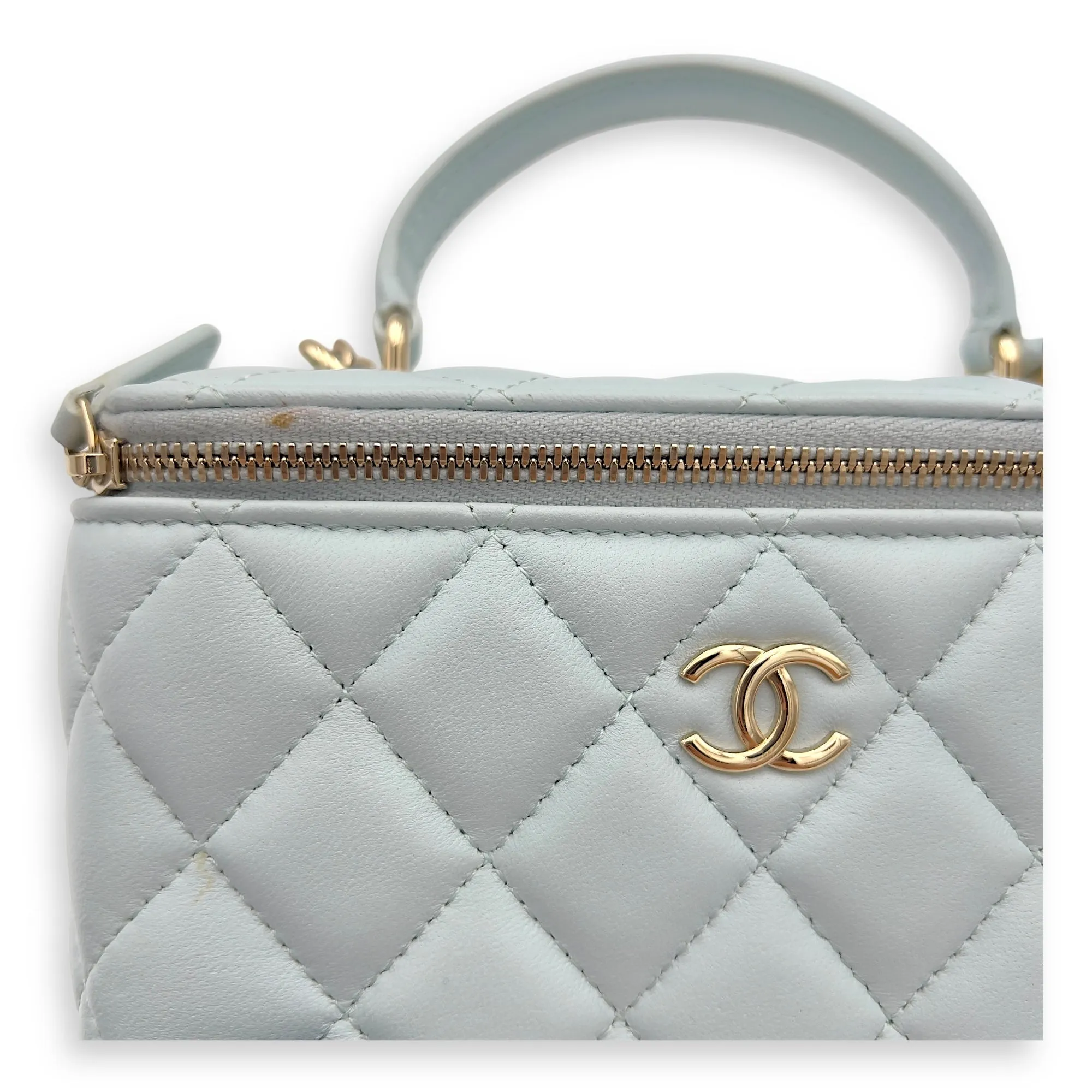 Vanity Crossbody Bag Blue in Lambskin, Gold hardware