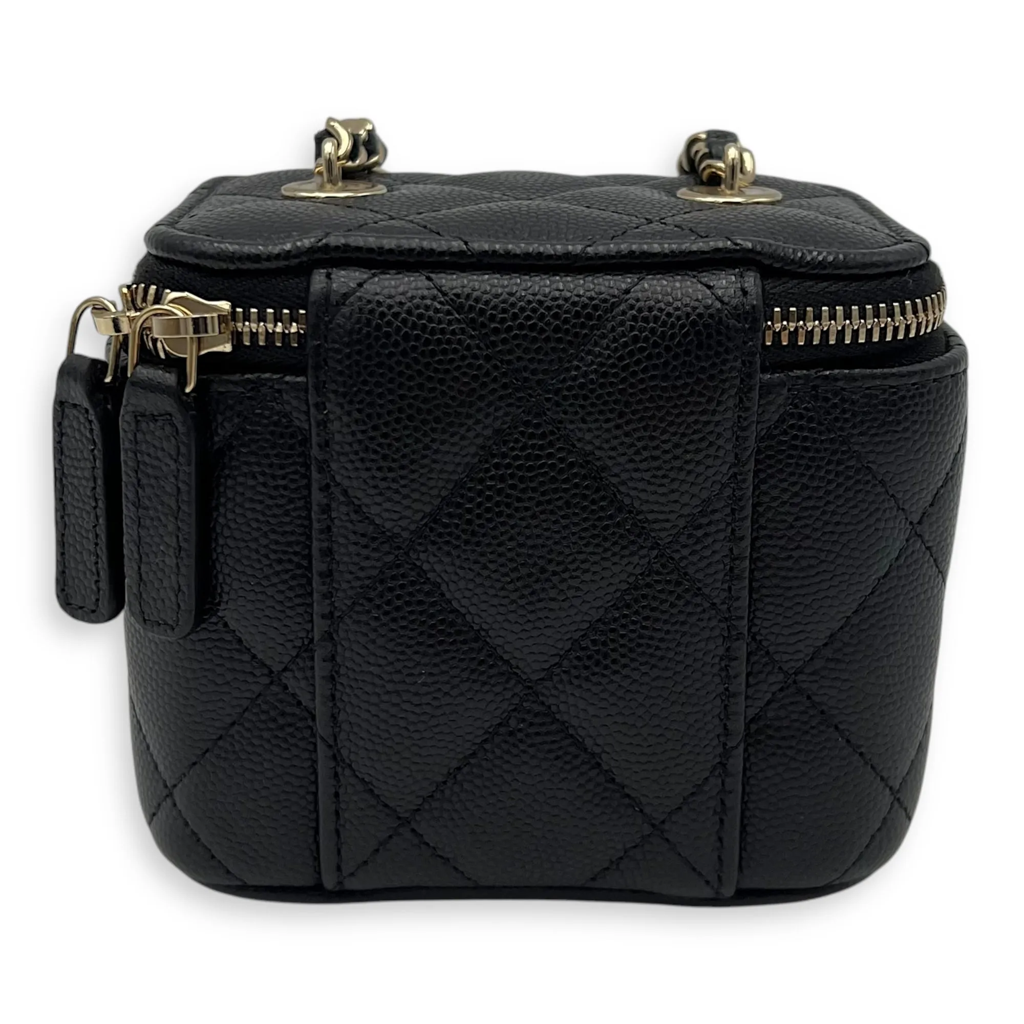 Vanity Crossbody Bag Mini Black in Caviar Leather, Gold hardware