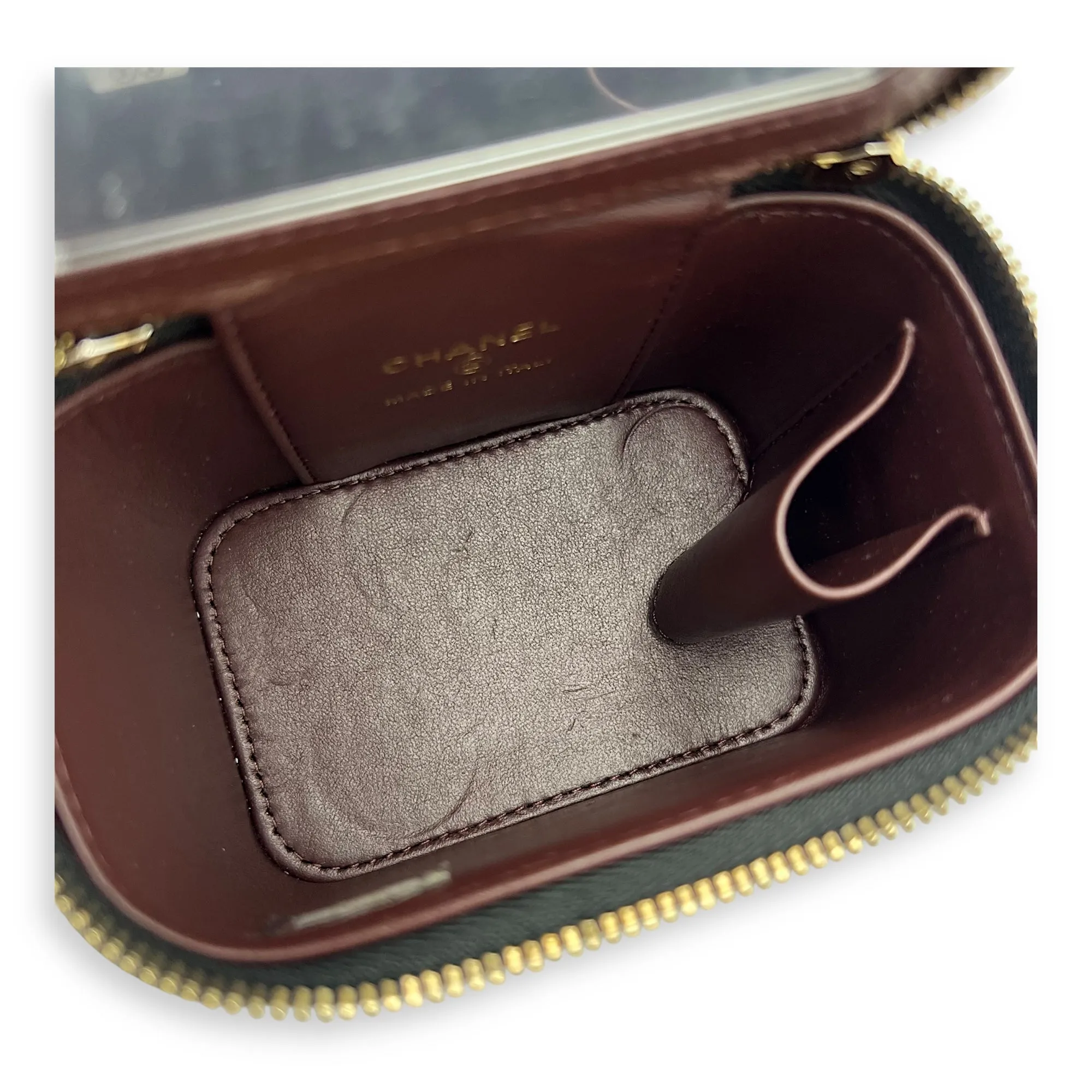 Vanity Crossbody Bag Mini Black in Caviar Leather, Gold hardware