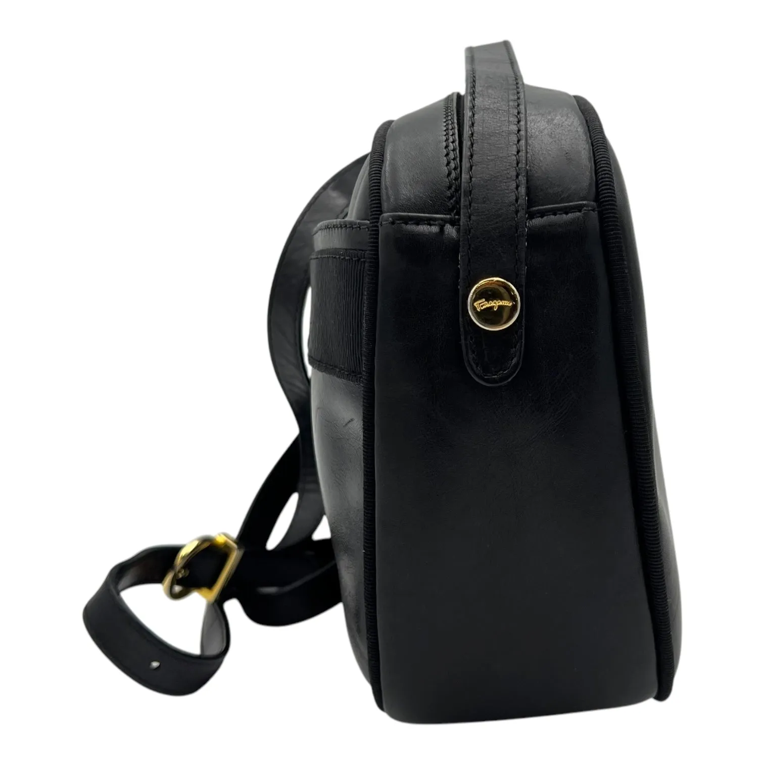 Vara Bow Crossbody Bag Black in Calfskin, Gold hardware